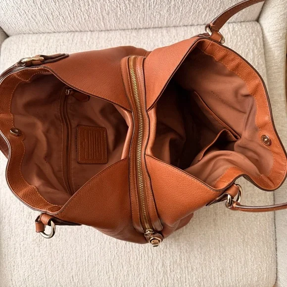 Coach Edie Pebbled Leather Shoulder Bag in Saddle Tan Brown - Picture 9 of 10